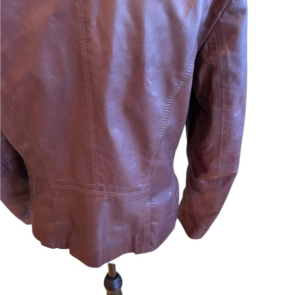 Marc New York Andrew Marc brown 100% leather jacket Moto Size L - Picture 14 of 16